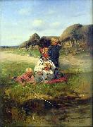 Maid with children Vladimir Makovsky